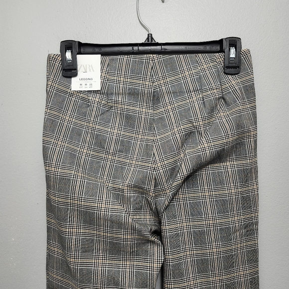 Zara women's plaid legging size M gray new with tags office carrier prep… - Picture 4 of 7